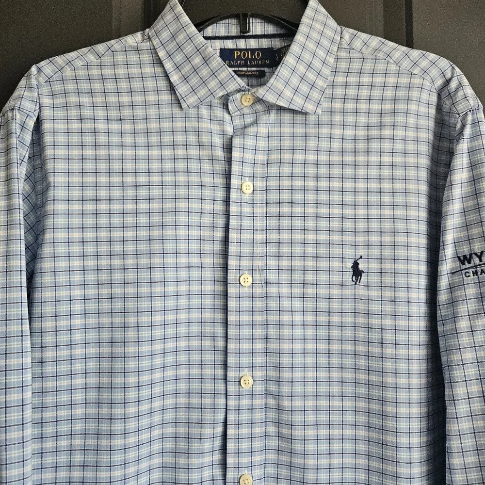 Polo‎ Ralph Lauren Performance Plaid Button Down Size Large Wyndham Golf